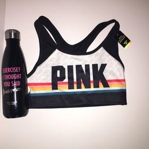 Small, pink victory secret sports bra.